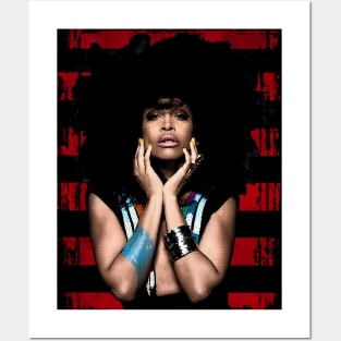 Erykah Badu-Vintage Style-Red Stripes Posters and Art